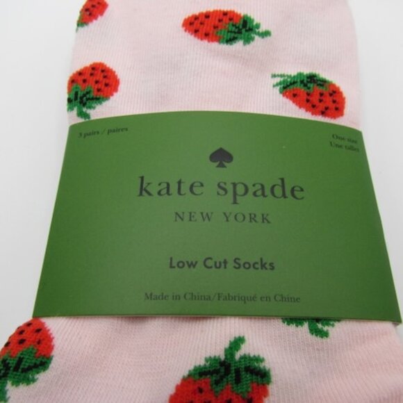 NEW Kate Spade Strawberry Print Socks Pack 3 Pairs NWT - Picture 6 of 6
